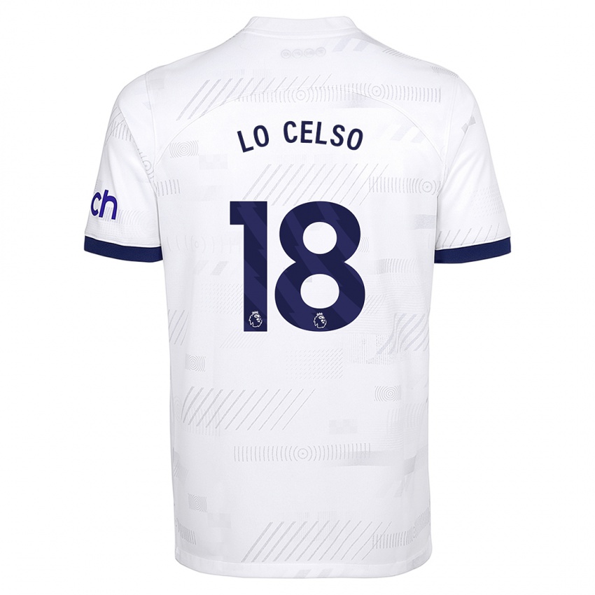 Homme Maillot Giovani Lo Celso #18 Blanc Tenues Domicile 2023/24 T-Shirt Suisse