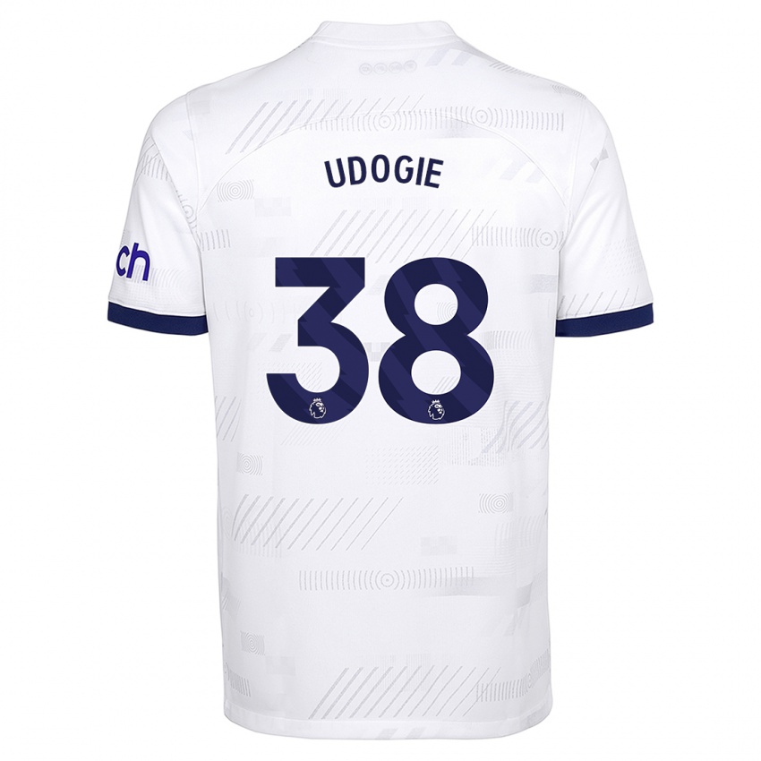 Homme Maillot Destiny Udogie #38 Blanc Tenues Domicile 2023/24 T-Shirt Suisse