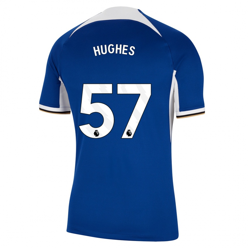 Homme Maillot Brodi Hughes #57 Bleu Tenues Domicile 2023/24 T-Shirt Suisse
