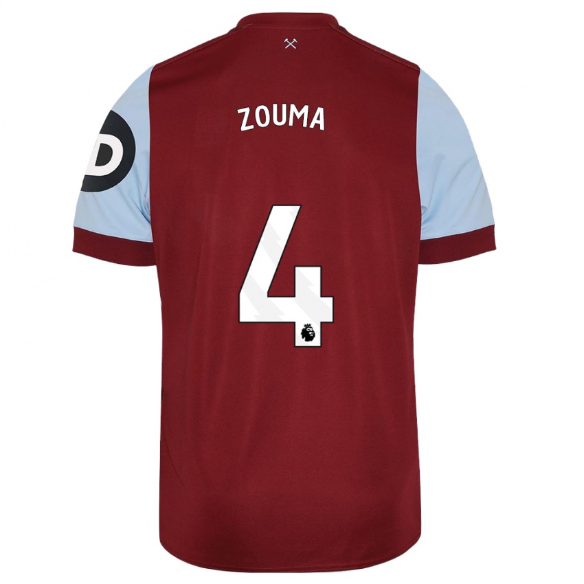 Homme Maillot Kurt Zouma #4 Bordeaux Tenues Domicile 2023/24 T-Shirt Suisse