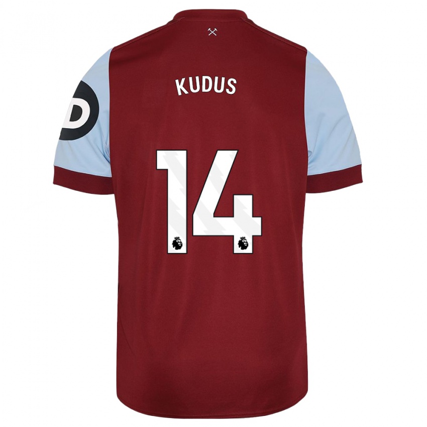 Homme Maillot Mohammed Kudus #14 Bordeaux Tenues Domicile 2023/24 T-Shirt Suisse