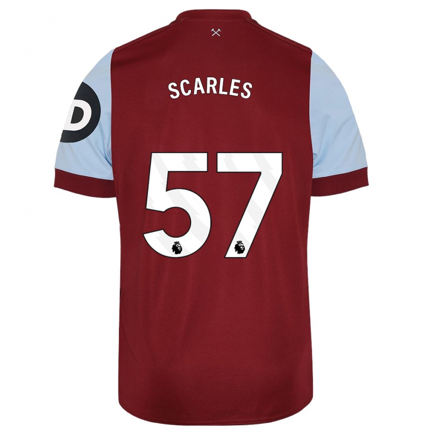 Homme Maillot Oliver Scarles #57 Bordeaux Tenues Domicile 2023/24 T-Shirt Suisse
