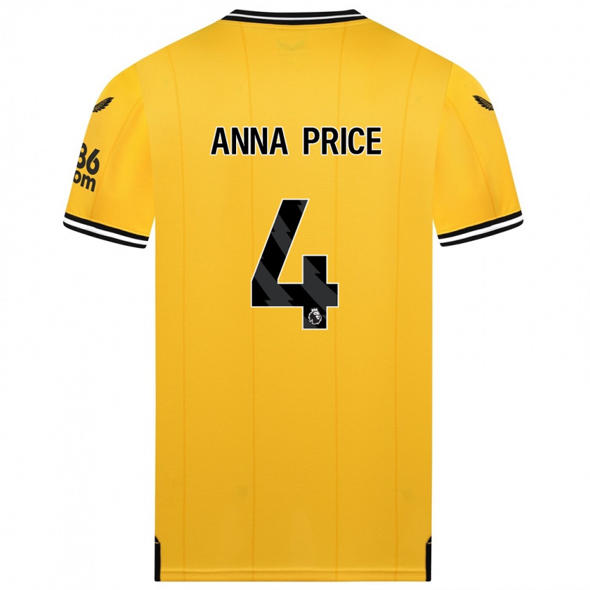 Homme Maillot Anna Price #4 Jaune Tenues Domicile 2023/24 T-Shirt Suisse