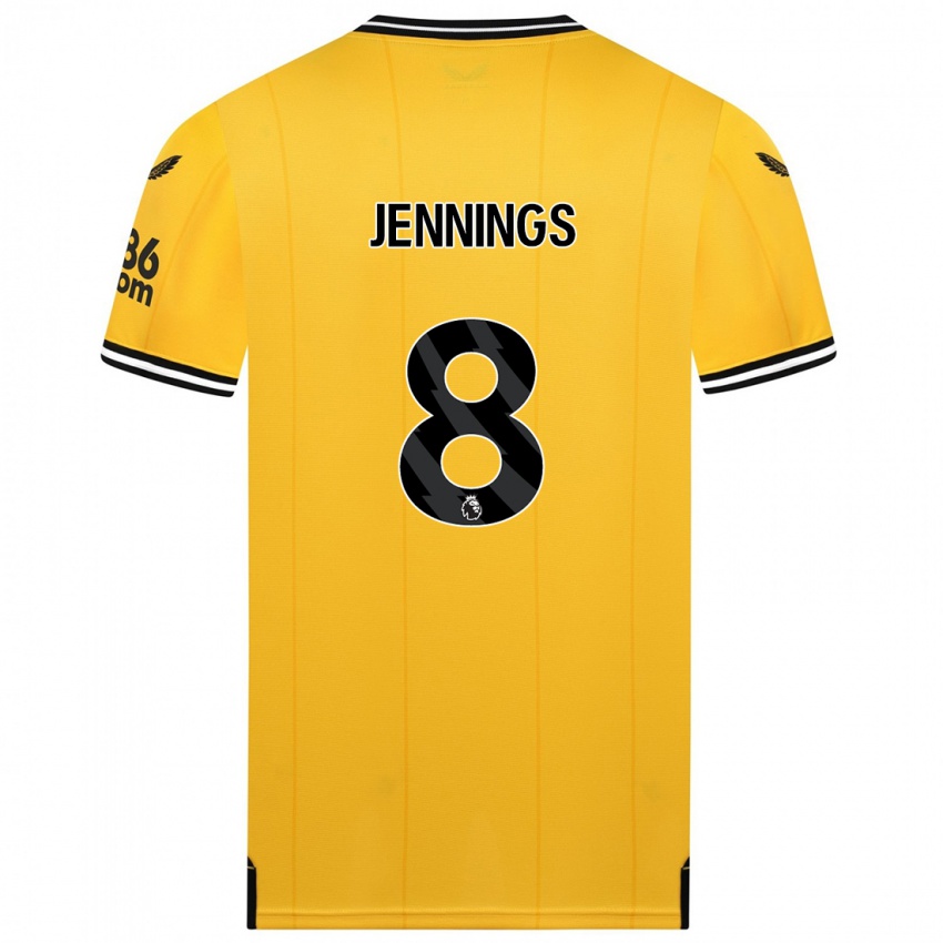 Homme Maillot Shannie Jennings #8 Jaune Tenues Domicile 2023/24 T-Shirt Suisse