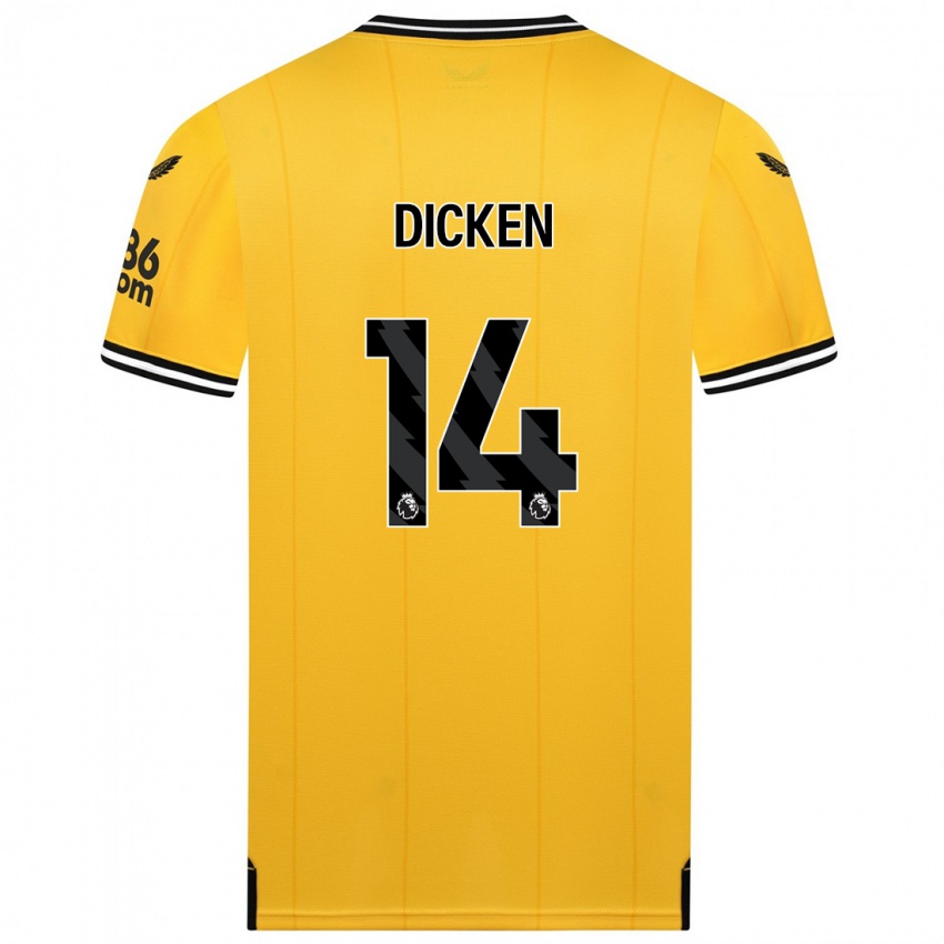 Homme Maillot Amy Dicken #14 Jaune Tenues Domicile 2023/24 T-Shirt Suisse