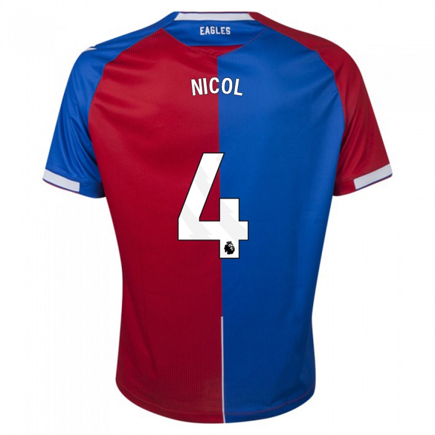 Homme Maillot Leigh Nicol #4 Rouge Bleu Tenues Domicile 2023/24 T-Shirt Suisse
