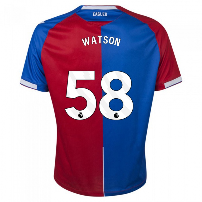 Homme Maillot Noah Watson #58 Rouge Bleu Tenues Domicile 2023/24 T-Shirt Suisse