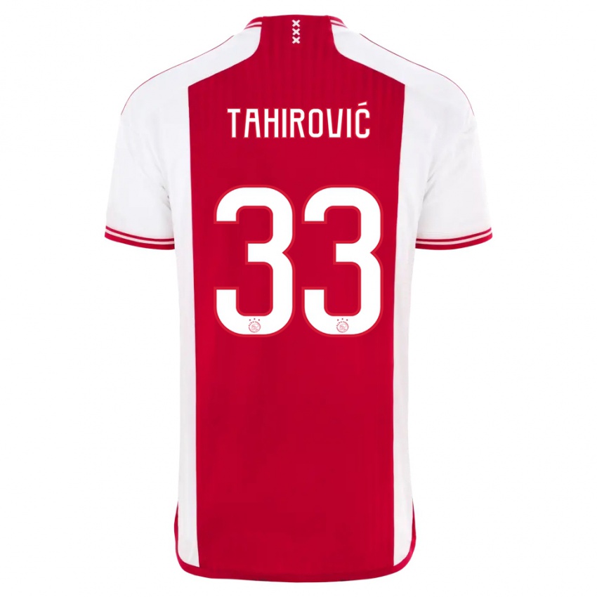 Homme Maillot Benjamin Tahirovic #33 Rouge Blanc Tenues Domicile 2023/24 T-Shirt Suisse