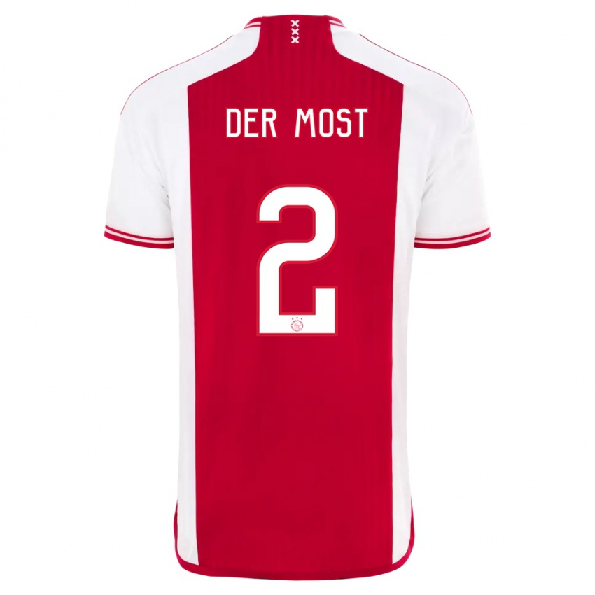 Homme Maillot Liza Van Der Most #2 Rouge Blanc Tenues Domicile 2023/24 T-Shirt Suisse