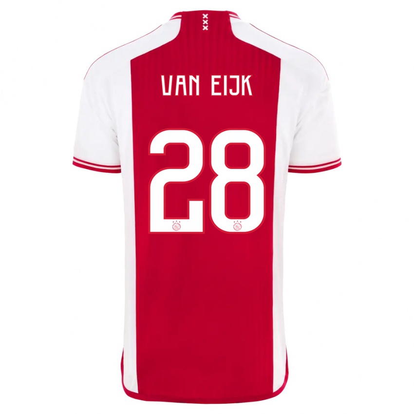 Homme Maillot Regina Van Eijk #28 Rouge Blanc Tenues Domicile 2023/24 T-Shirt Suisse