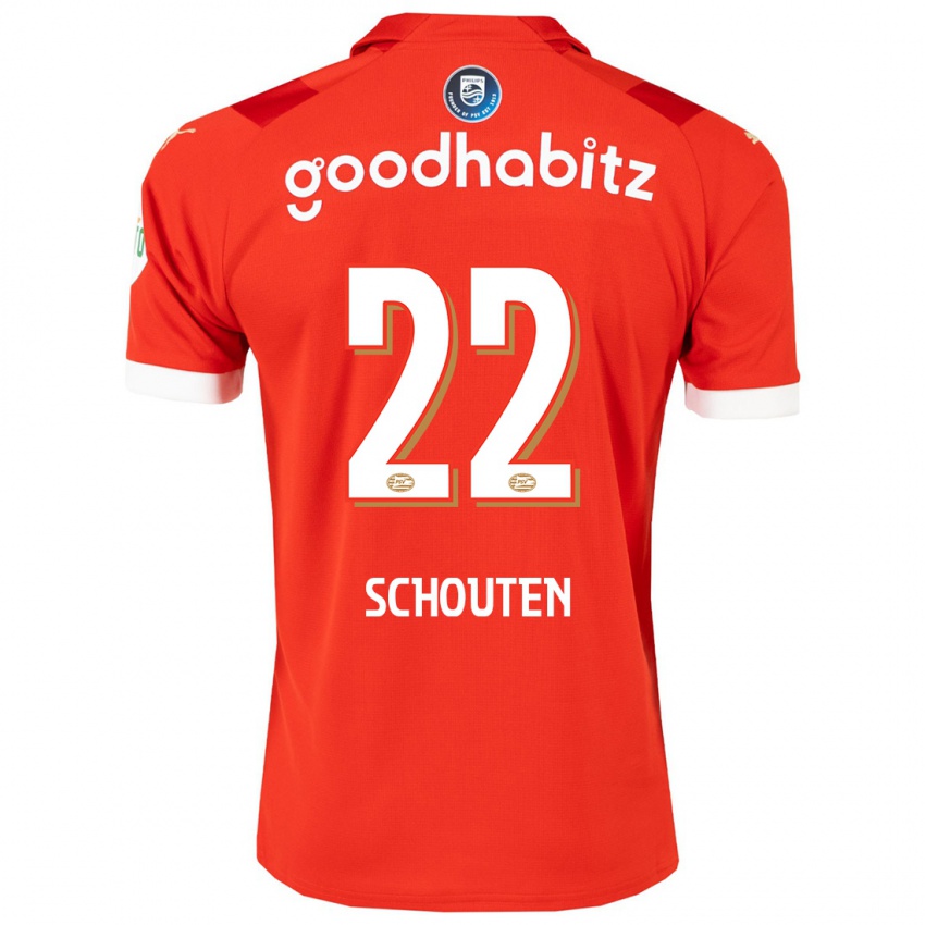 Homme Maillot Jerdy Schouten #22 Rouge Tenues Domicile 2023/24 T-Shirt Suisse