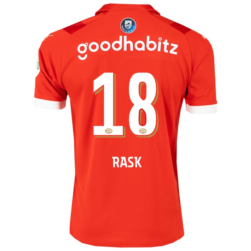 Homme Maillot Caroline Rask #18 Rouge Tenues Domicile 2023/24 T-Shirt Suisse