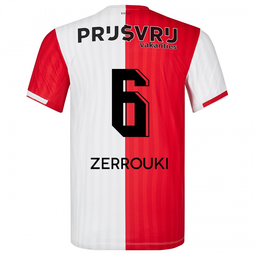 Homme Maillot Ramiz Zerrouki #6 Rouge Blanc Tenues Domicile 2023/24 T-Shirt Suisse