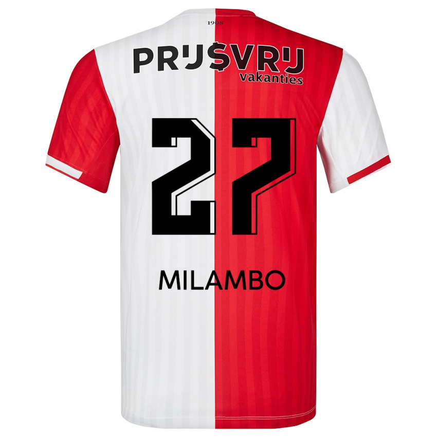 Homme Maillot Antoni Milambo #27 Rouge Blanc Tenues Domicile 2023/24 T-Shirt Suisse