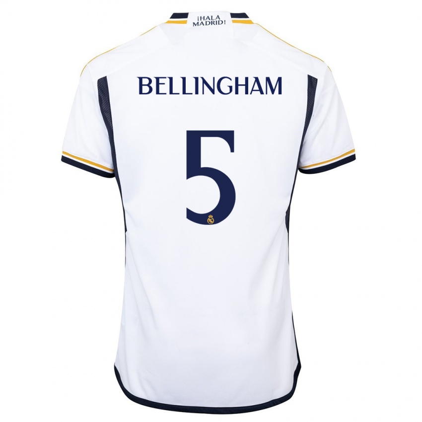 Homme Maillot Jude Bellingham #5 Blanc Tenues Domicile 2023/24 T-Shirt Suisse