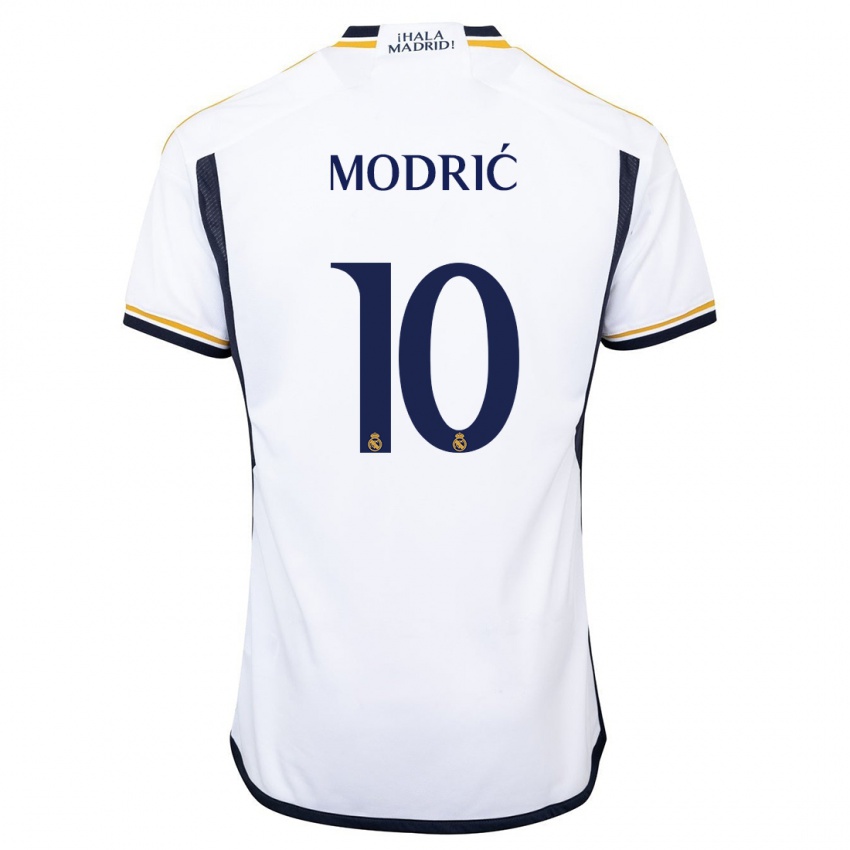 Homme Maillot Luka Modric #10 Blanc Tenues Domicile 2023/24 T-Shirt Suisse
