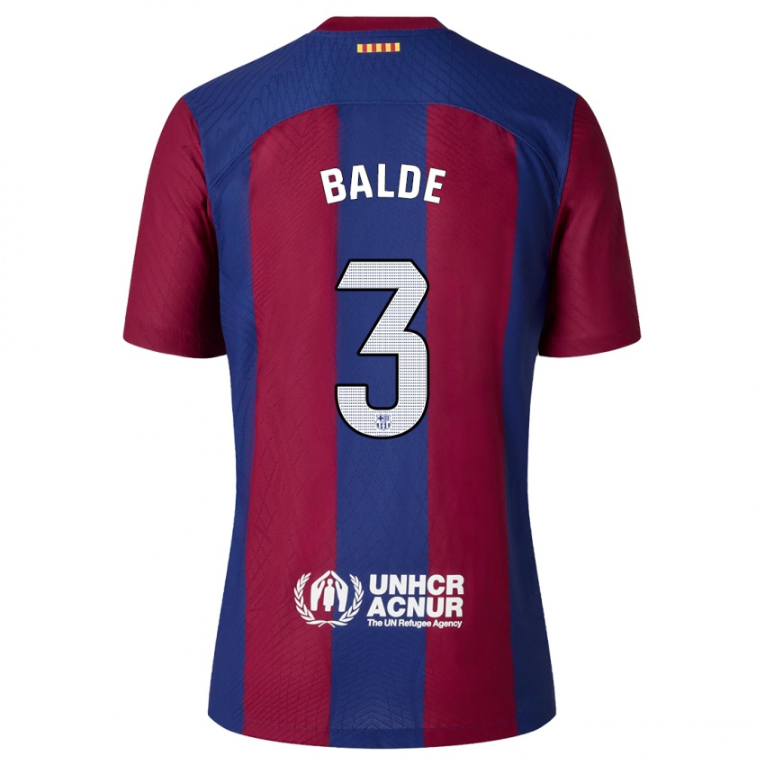Homme Maillot Alejandro Balde #3 Rouge Bleu Tenues Domicile 2023/24 T-Shirt Suisse