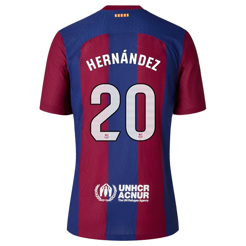 Homme Maillot Unai Hernández #20 Rouge Bleu Tenues Domicile 2023/24 T-Shirt Suisse