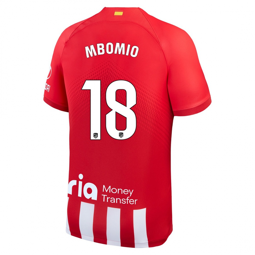Homme Maillot Rony Mbomio #18 Rouge Blanc Tenues Domicile 2023/24 T-Shirt Suisse