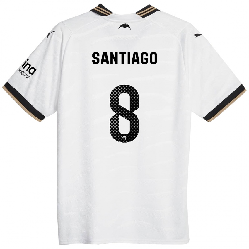 Homme Maillot Yellu Santiago #8 Blanc Tenues Domicile 2023/24 T-Shirt Suisse