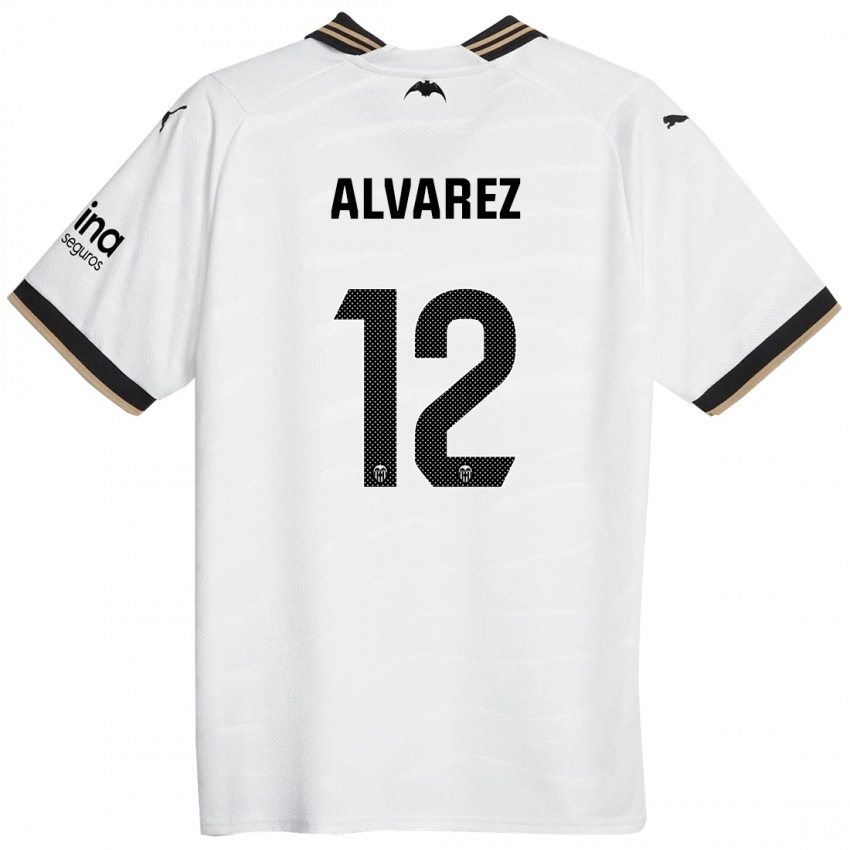 Homme Maillot Sofia Alvarez #12 Blanc Tenues Domicile 2023/24 T-Shirt Suisse
