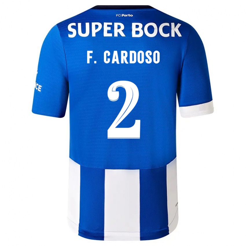 Homme Maillot Fabio Cardoso #2 Bleu Blanc Tenues Domicile 2023/24 T-Shirt Suisse