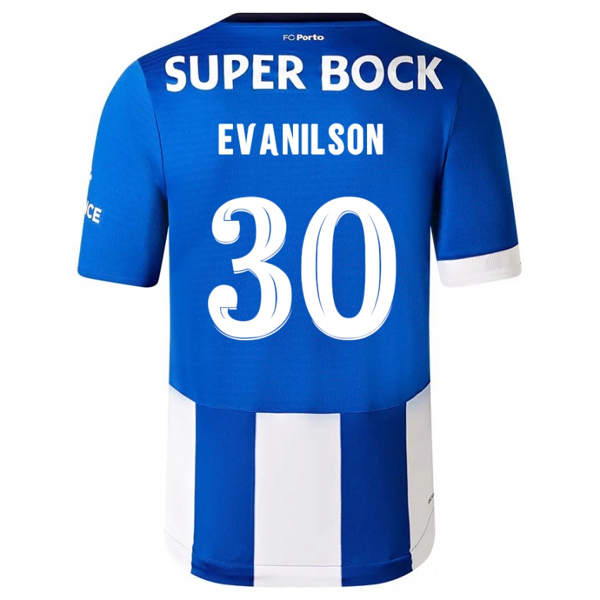 Homme Maillot Evanilson #30 Bleu Blanc Tenues Domicile 2023/24 T-Shirt Suisse