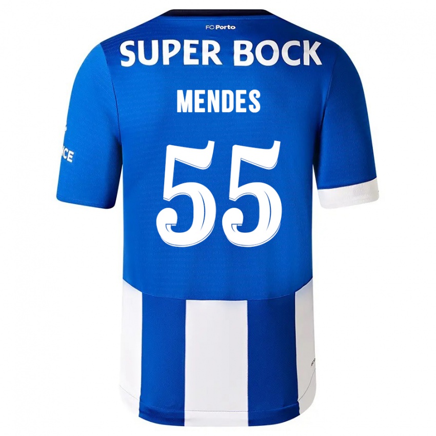 Homme Maillot Joao Mendes #55 Bleu Blanc Tenues Domicile 2023/24 T-Shirt Suisse