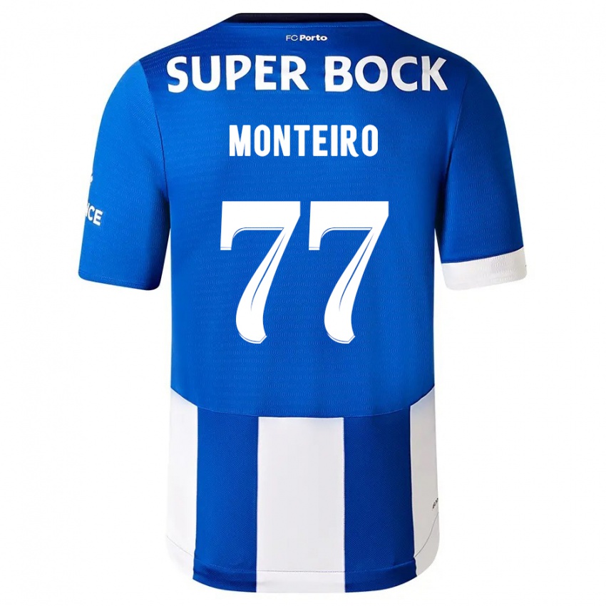 Homme Maillot Rui Monteiro #77 Bleu Blanc Tenues Domicile 2023/24 T-Shirt Suisse