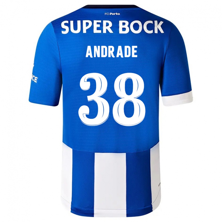 Homme Maillot Fernando Andrade #38 Bleu Blanc Tenues Domicile 2023/24 T-Shirt Suisse