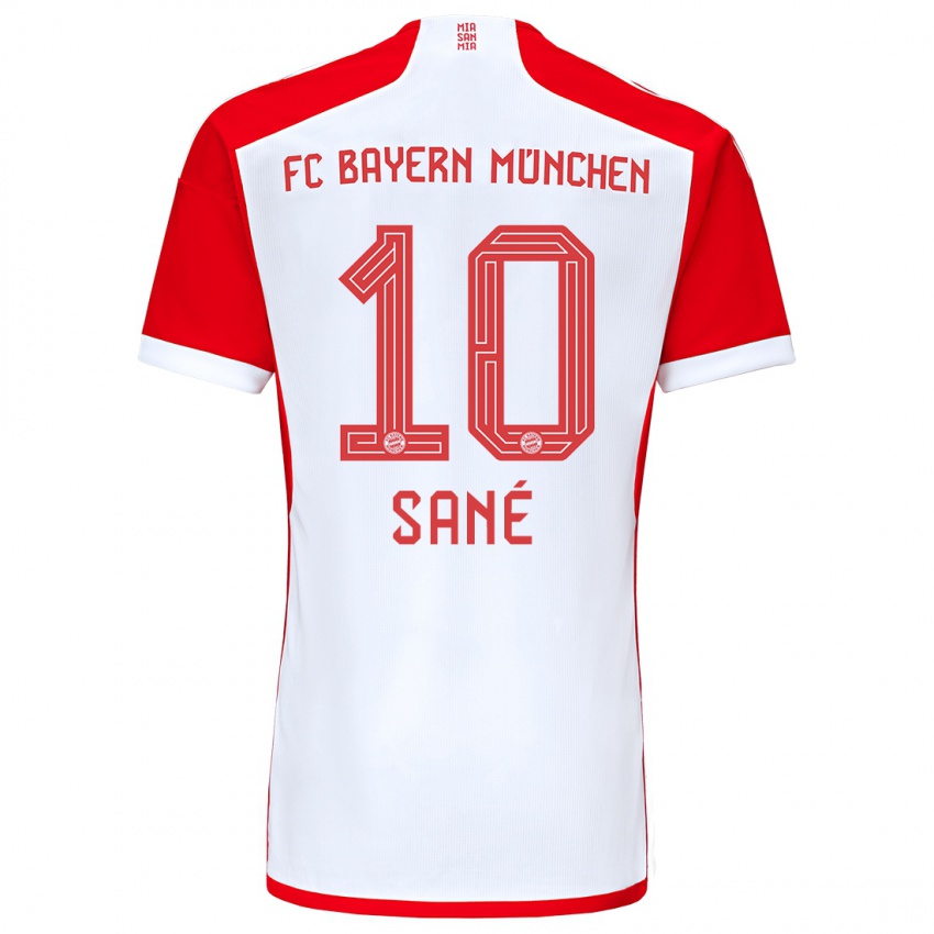 Homme Maillot Leroy Sané #10 Rouge Blanc Tenues Domicile 2023/24 T-Shirt Suisse