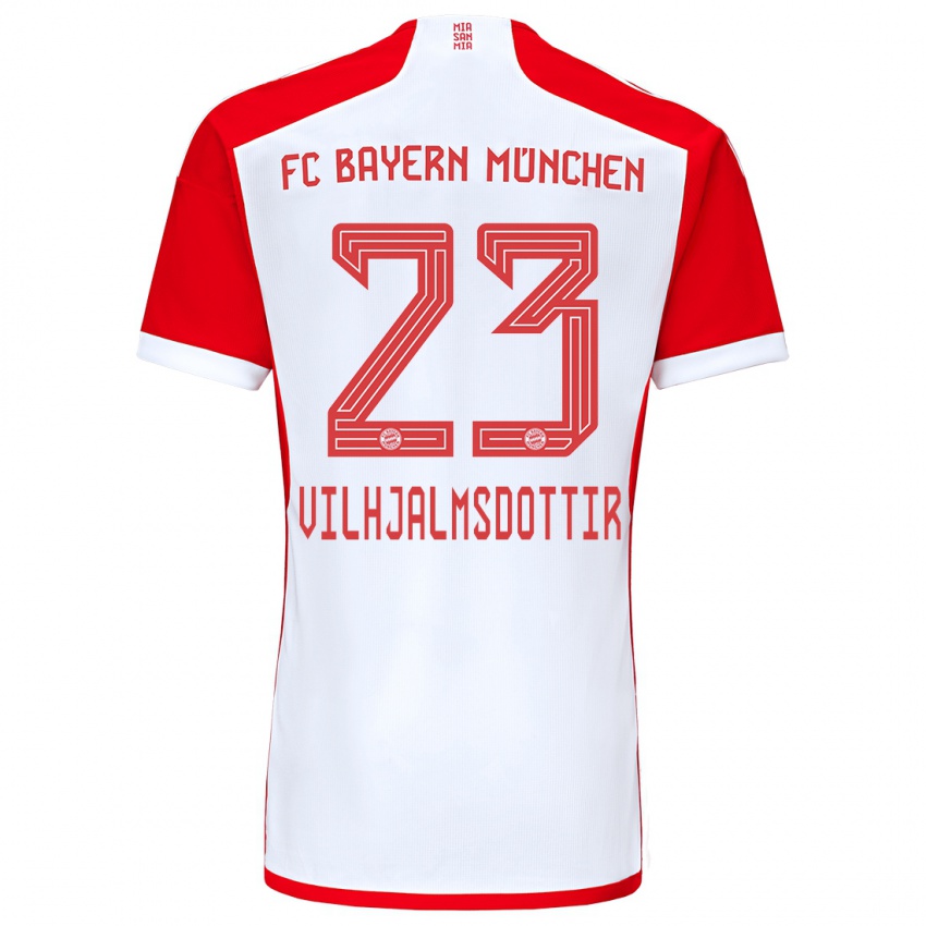 Homme Maillot Karolina Lea Vilhjalmsdottir #23 Rouge Blanc Tenues Domicile 2023/24 T-Shirt Suisse