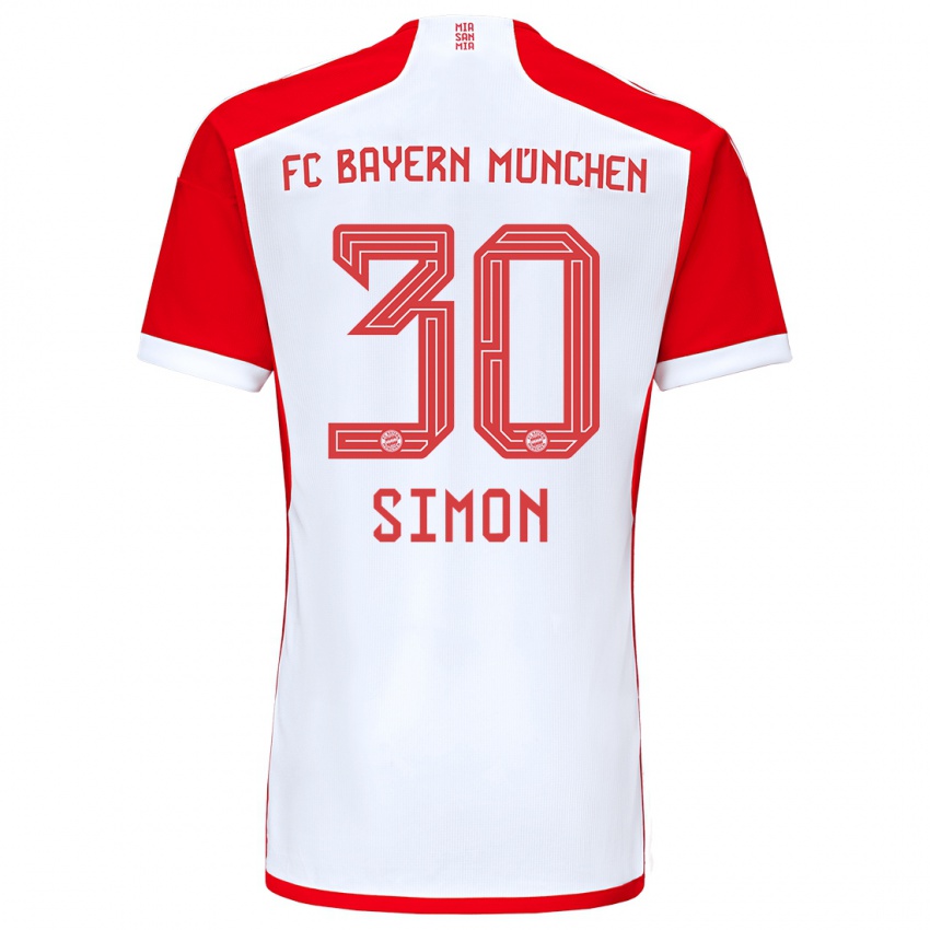 Homme Maillot Carolin Simon #30 Rouge Blanc Tenues Domicile 2023/24 T-Shirt Suisse