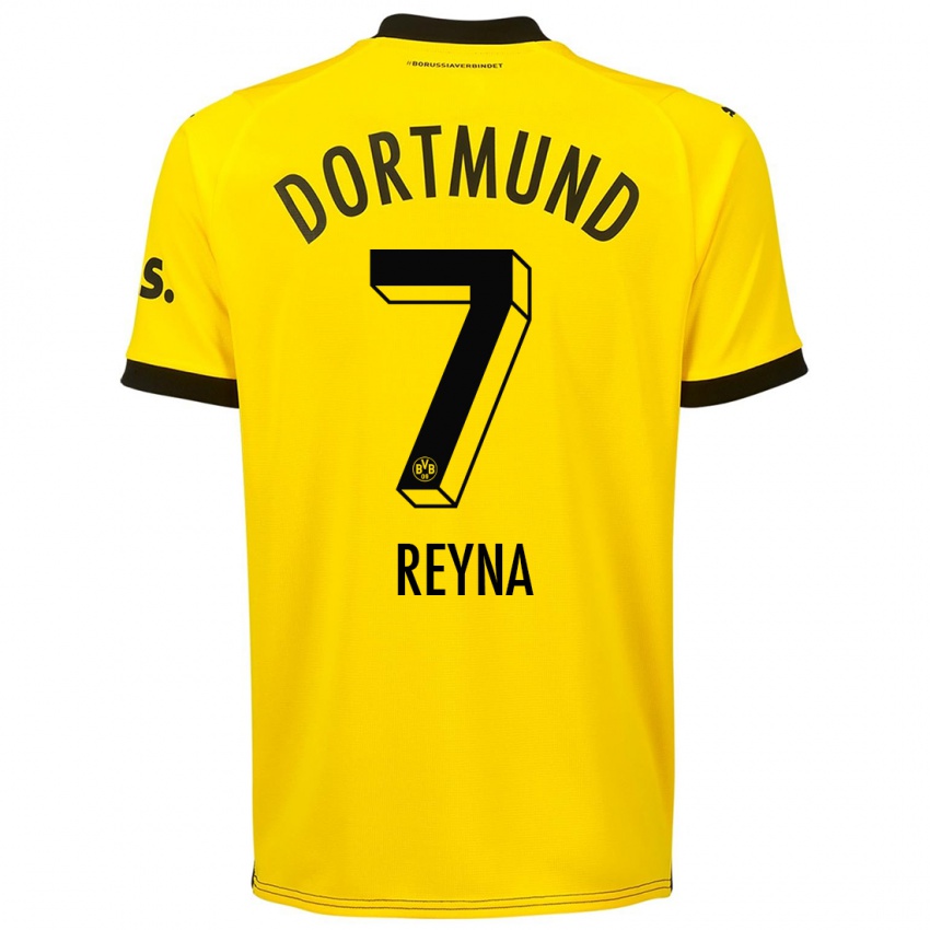 Homme Maillot Giovanni Reyna #7 Jaune Tenues Domicile 2023/24 T-Shirt Suisse