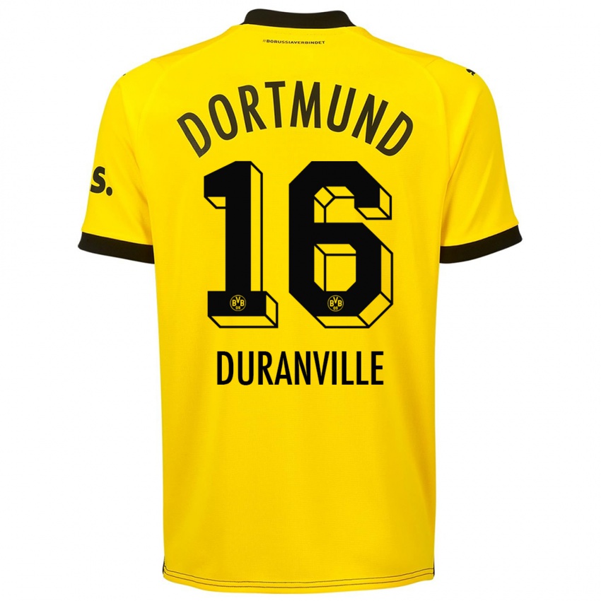 Herren Julien Duranville #16 Gelb Heimtrikot Trikot 2023/24 T-Shirt Schweiz