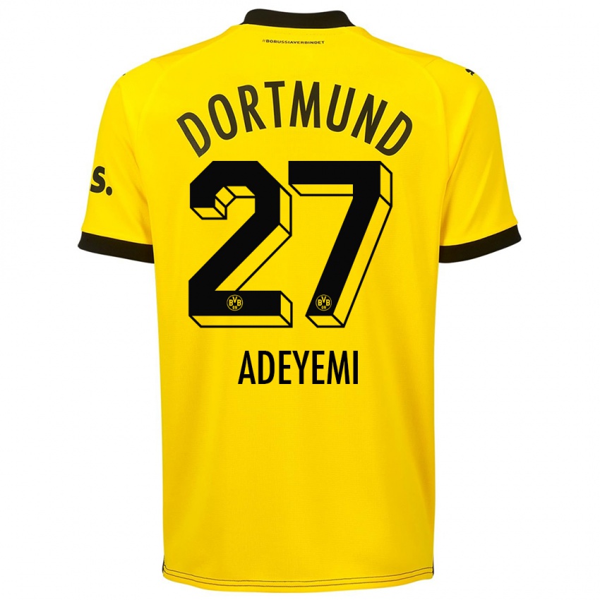 Homme Maillot Karim Adeyemi #27 Jaune Tenues Domicile 2023/24 T-Shirt Suisse