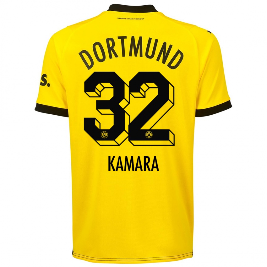 Homme Maillot Abdoulaye Kamara #32 Jaune Tenues Domicile 2023/24 T-Shirt Suisse
