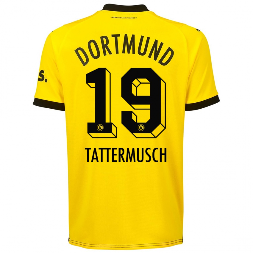Homme Maillot Ted Tattermusch #19 Jaune Tenues Domicile 2023/24 T-Shirt Suisse