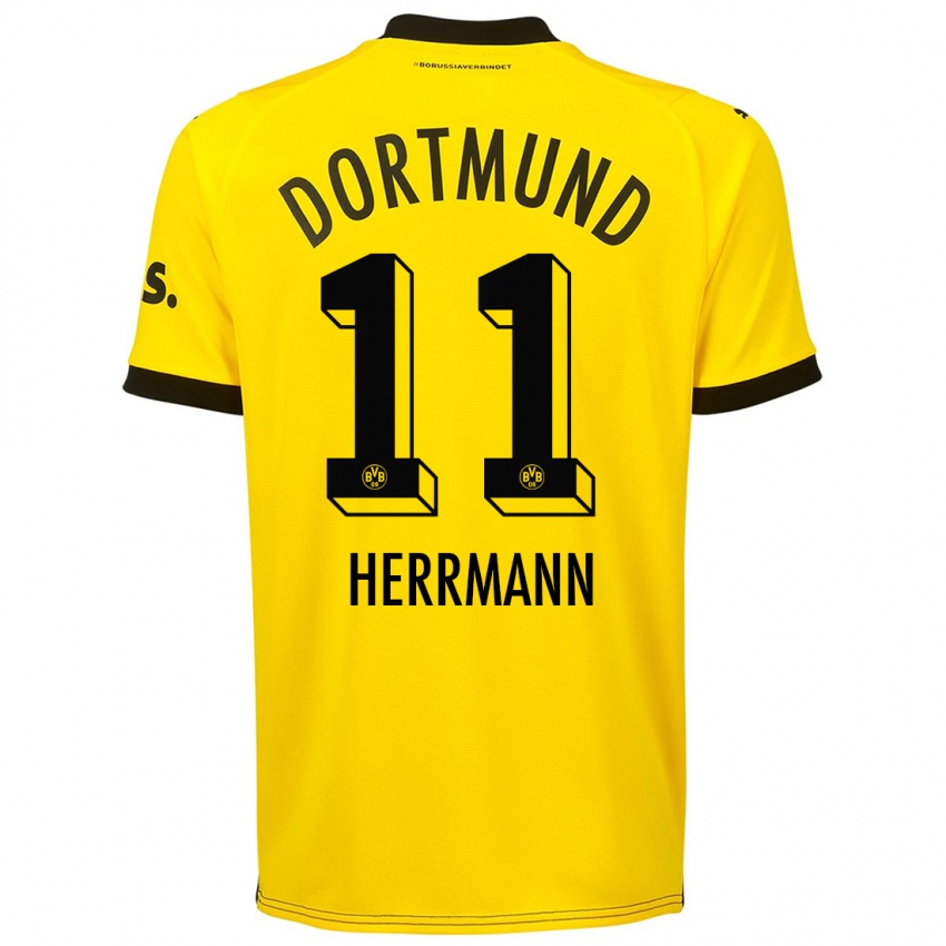 Herren Charles Herrmann #11 Gelb Heimtrikot Trikot 2023/24 T-Shirt Schweiz