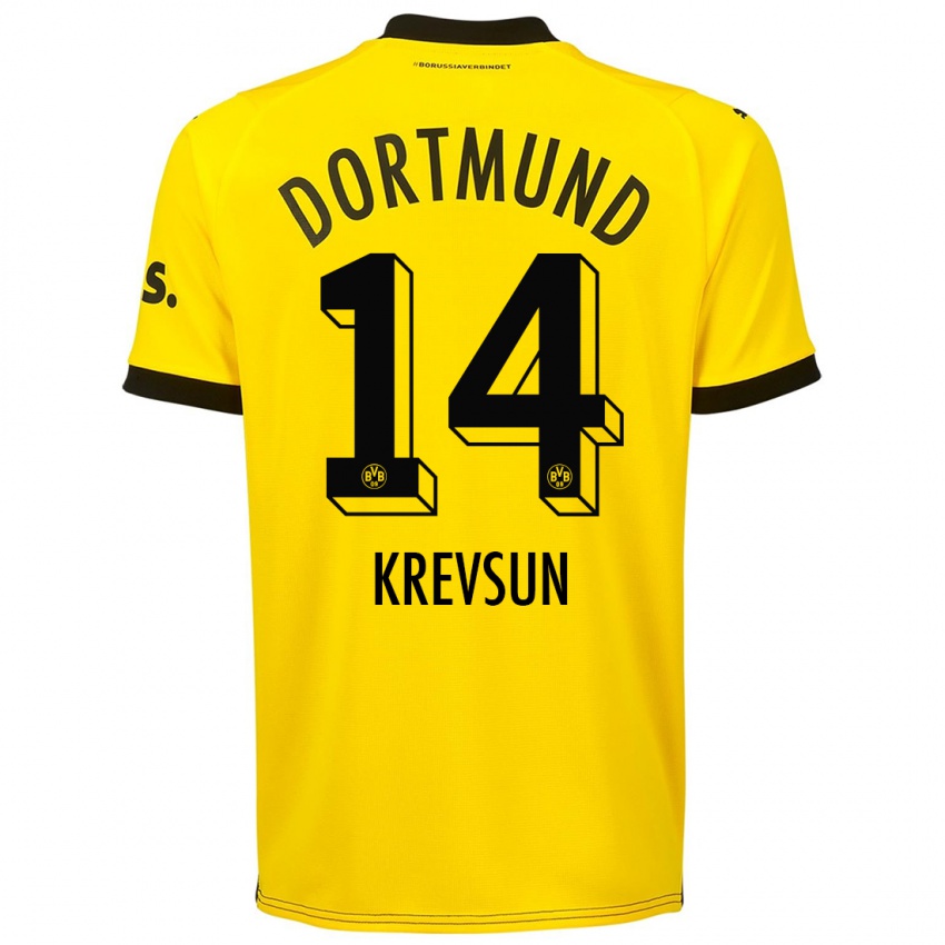 Herren Danylo Krevsun #14 Gelb Heimtrikot Trikot 2023/24 T-Shirt Schweiz