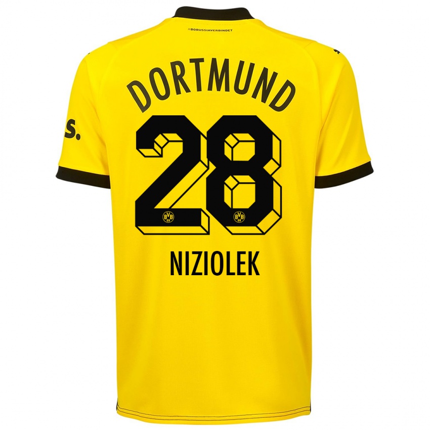 Homme Maillot Alex Niziolek #28 Jaune Tenues Domicile 2023/24 T-Shirt Suisse