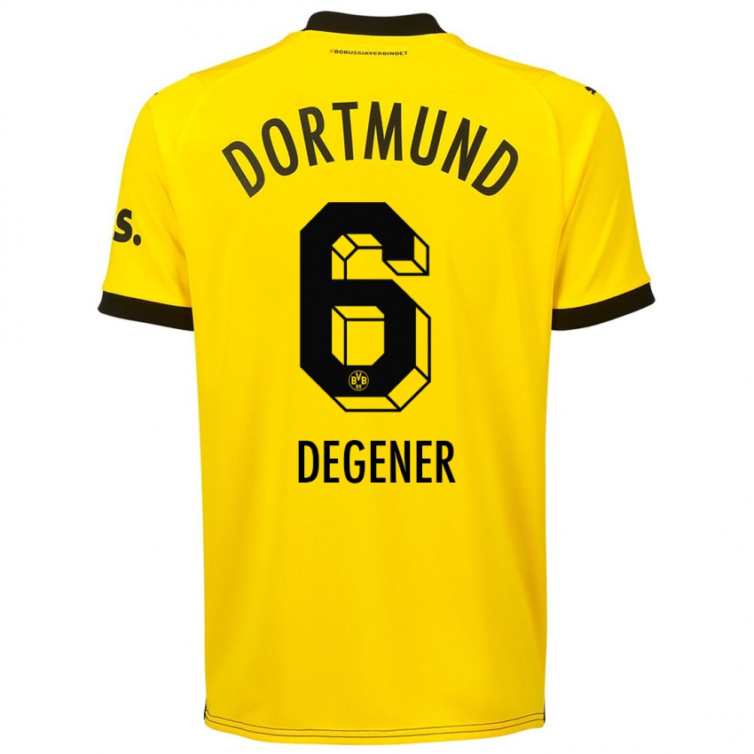 Herren Tim Degener #6 Gelb Heimtrikot Trikot 2023/24 T-Shirt Schweiz