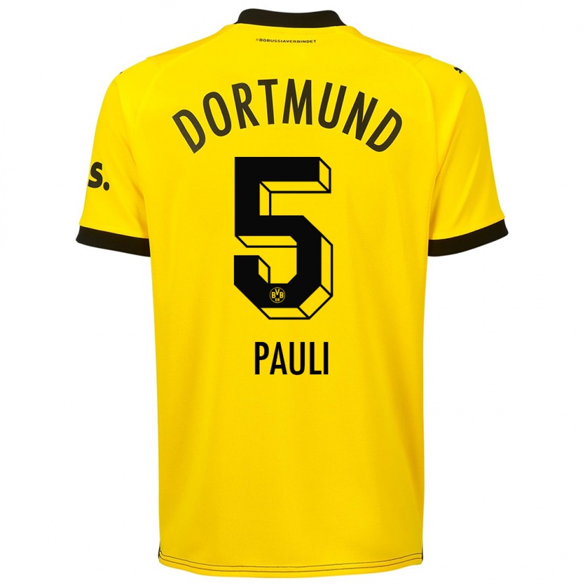 Homme Maillot Julian Pauli #5 Jaune Tenues Domicile 2023/24 T-Shirt Suisse