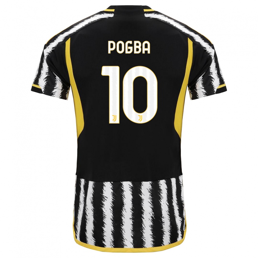 Homme Maillot Paul Pogba #10 Noir Blanc Tenues Domicile 2023/24 T-Shirt Suisse