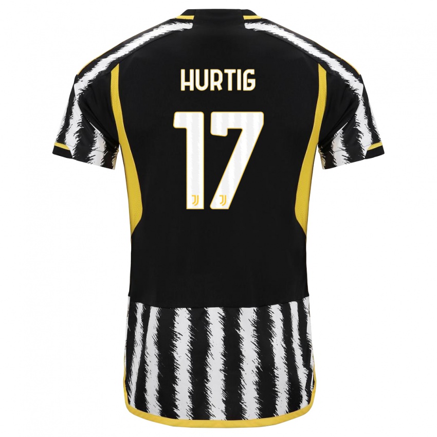 Homme Maillot Lina Hurtig #17 Noir Blanc Tenues Domicile 2023/24 T-Shirt Suisse