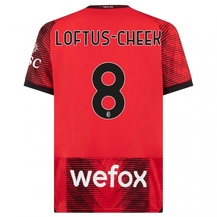 Homme Maillot Ruben Loftus-Cheek #8 Rouge Noir Tenues Domicile 2023/24 T-Shirt Suisse