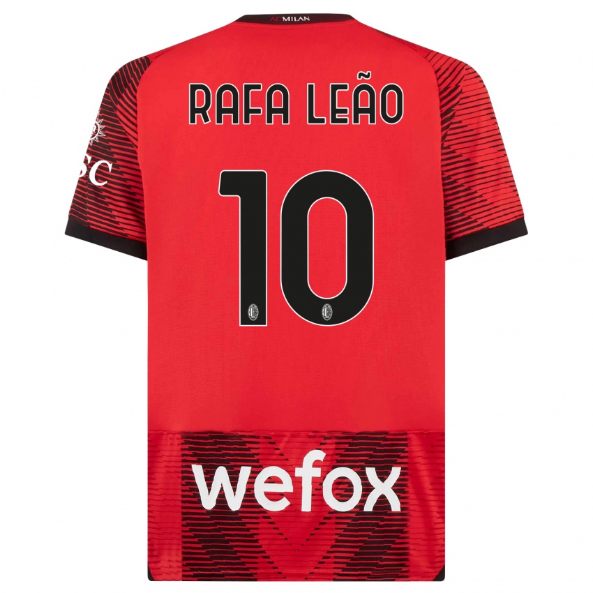 Herren Rafael Leao #10 Rot Schwarz Heimtrikot Trikot 2023/24 T-Shirt Schweiz