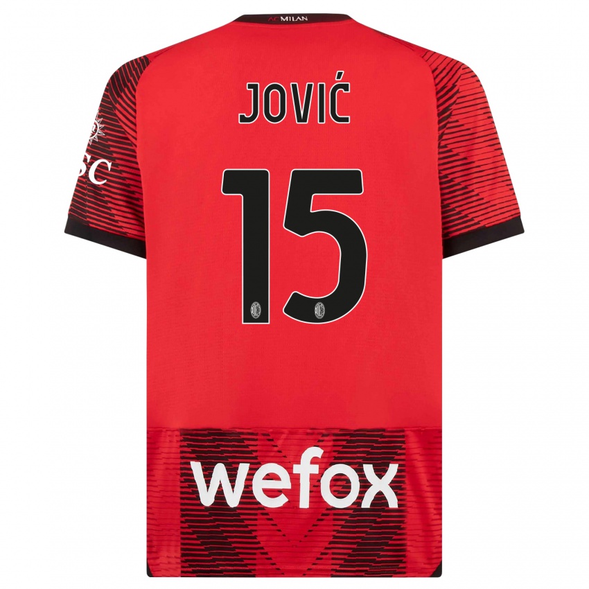 Homme Maillot Luka Jovic #15 Rouge Noir Tenues Domicile 2023/24 T-Shirt Suisse
