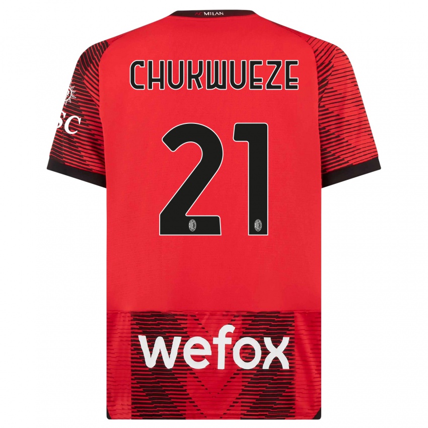 Homme Maillot Samuel Chukwueze #21 Rouge Noir Tenues Domicile 2023/24 T-Shirt Suisse