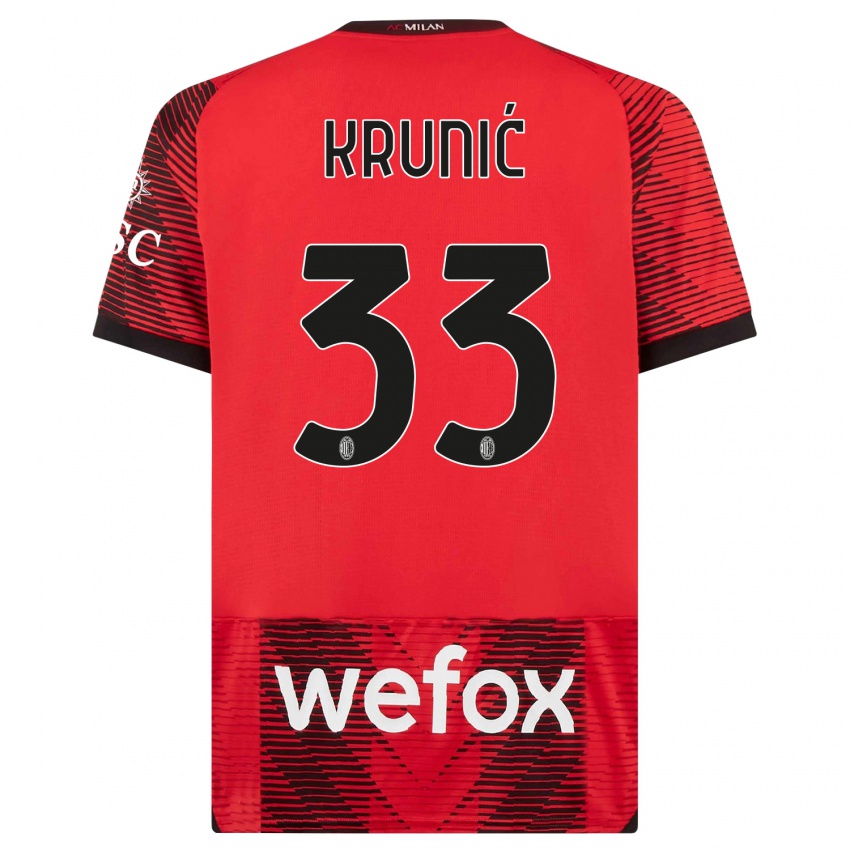 Homme Maillot Rade Krunic #33 Rouge Noir Tenues Domicile 2023/24 T-Shirt Suisse
